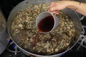 pour in broth