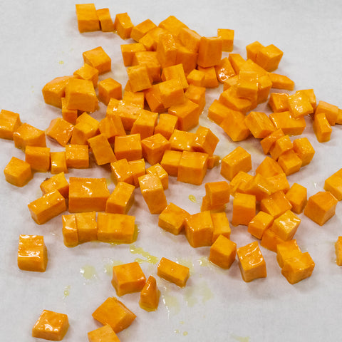 sweet potato cubes and olive oil