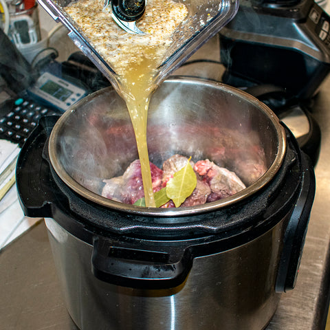 add pureed sauce to instant pot and stir