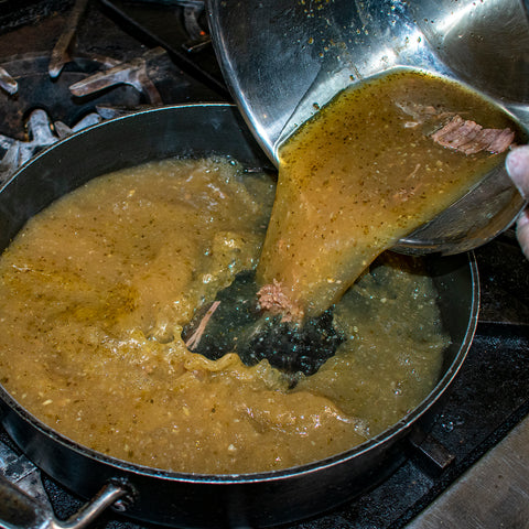 add juices to pan on stovetop