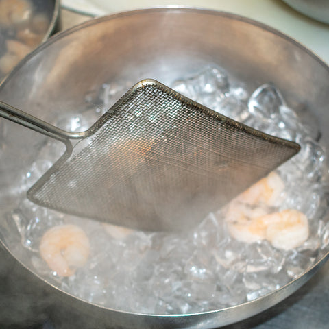 place shrimp in ice water bath