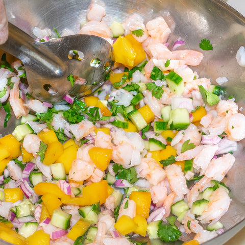 stir shrimp into bowl