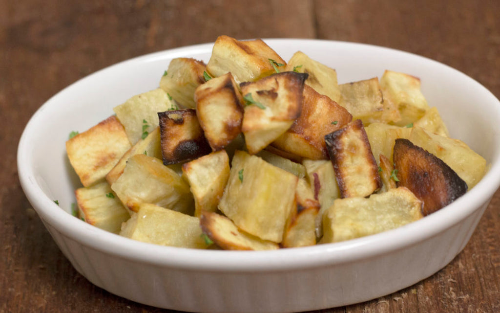 Paleo Duck Fat Roasted Sweet Potatoes