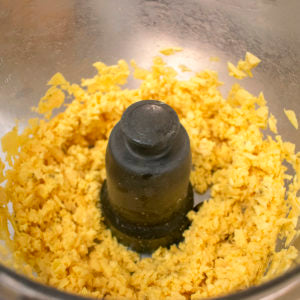Pulse until rice sized grains are formed