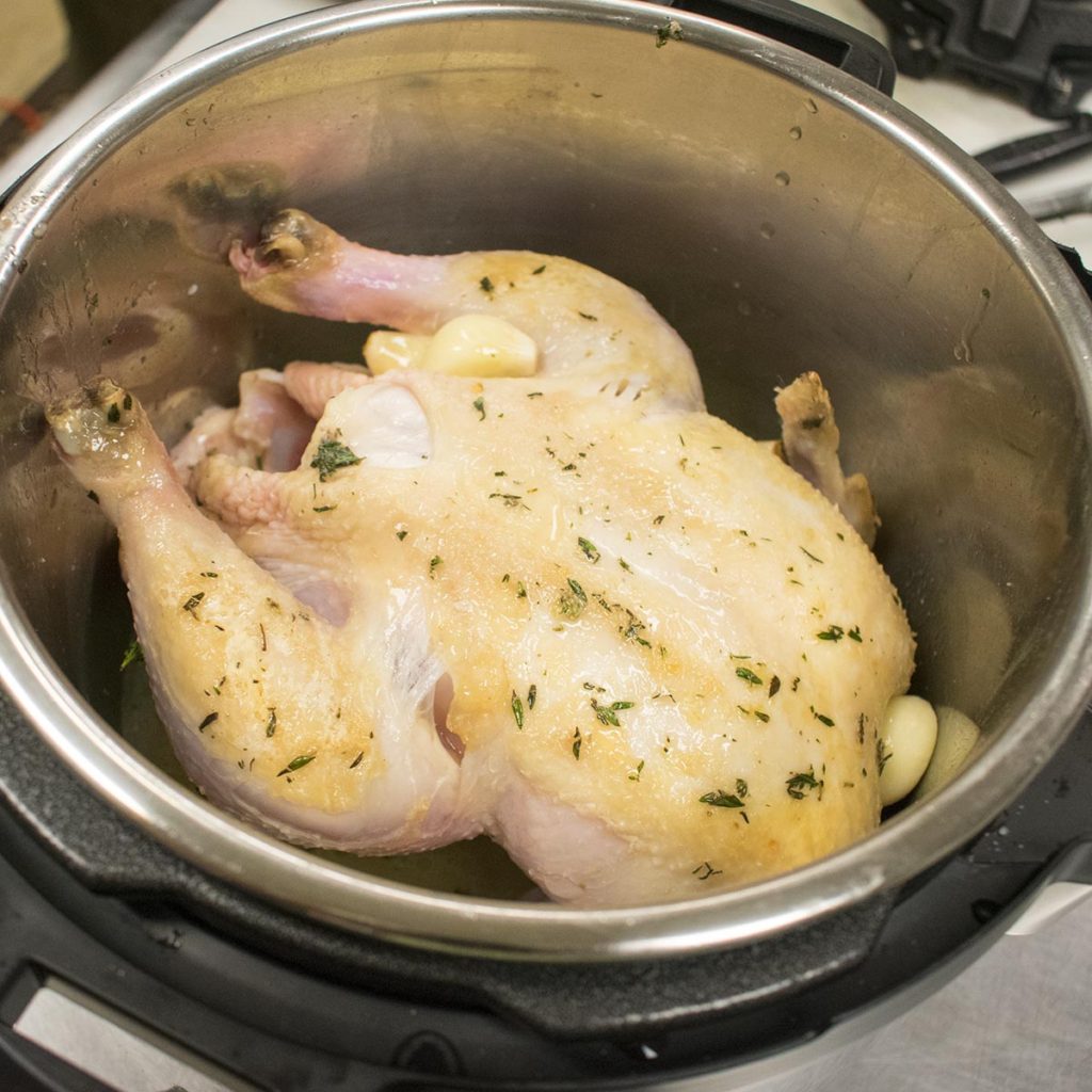 Flip the chicken in the Instant Pot