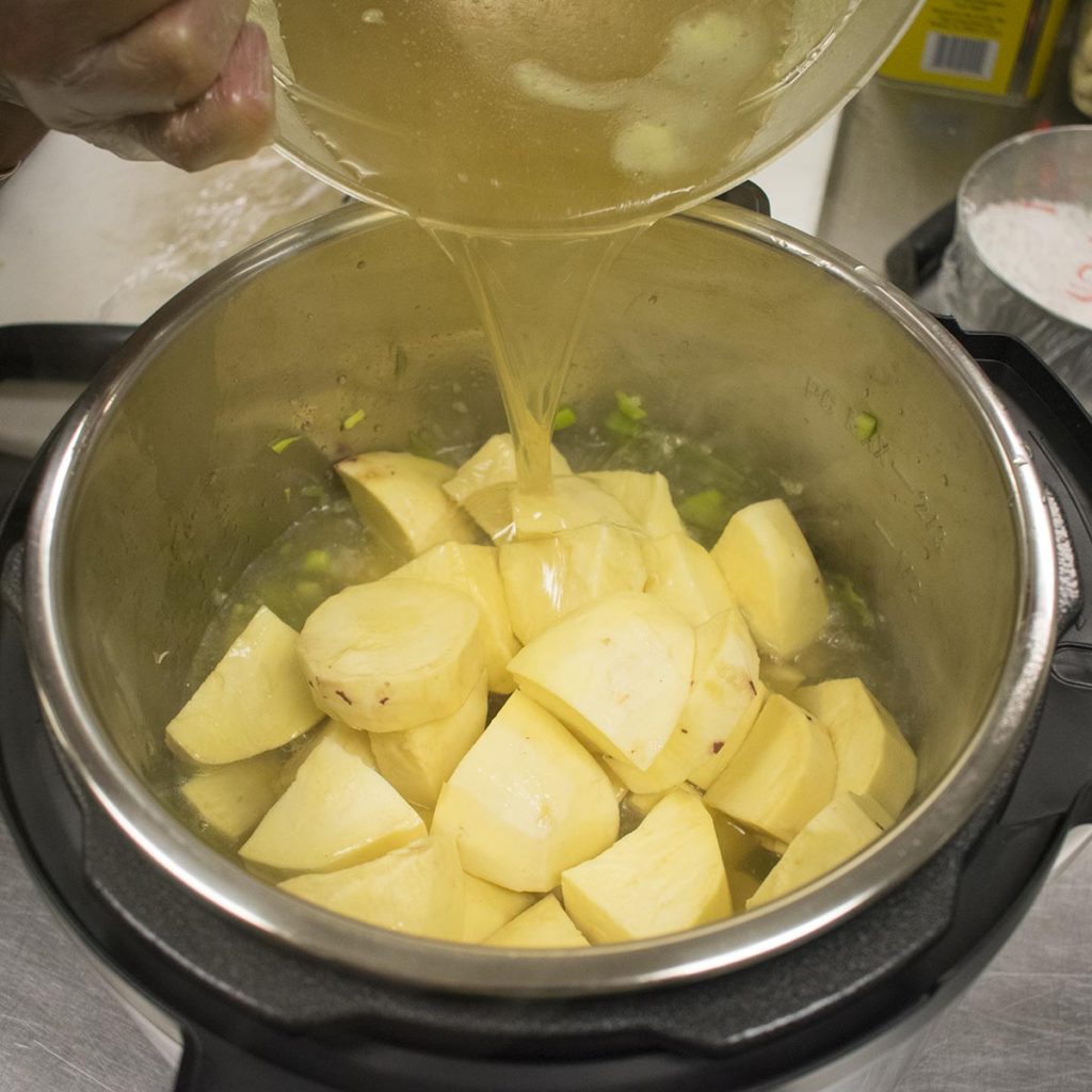 Add broth to the instant pot
