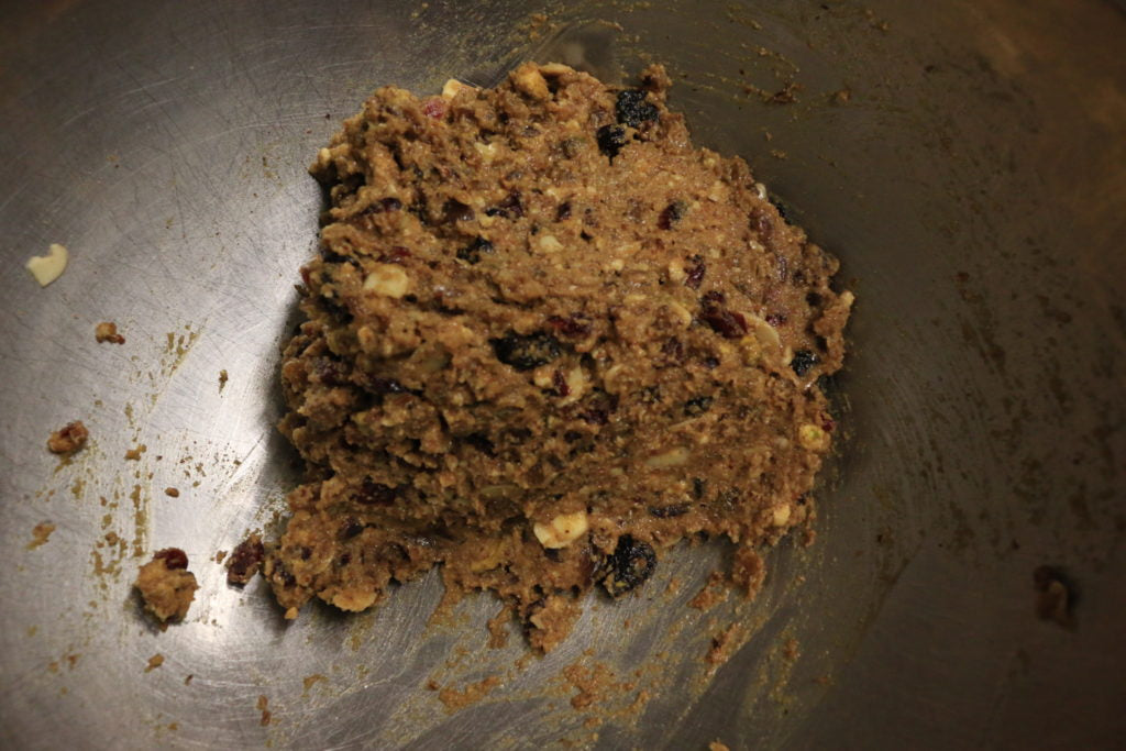 Combine ingredients to create the Paleo fruit cake batter