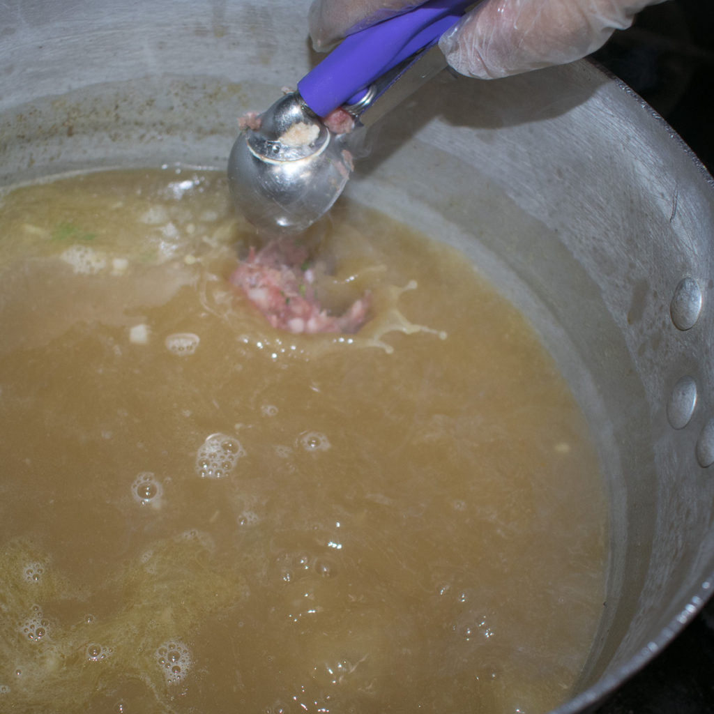 add the meatballs to the soup