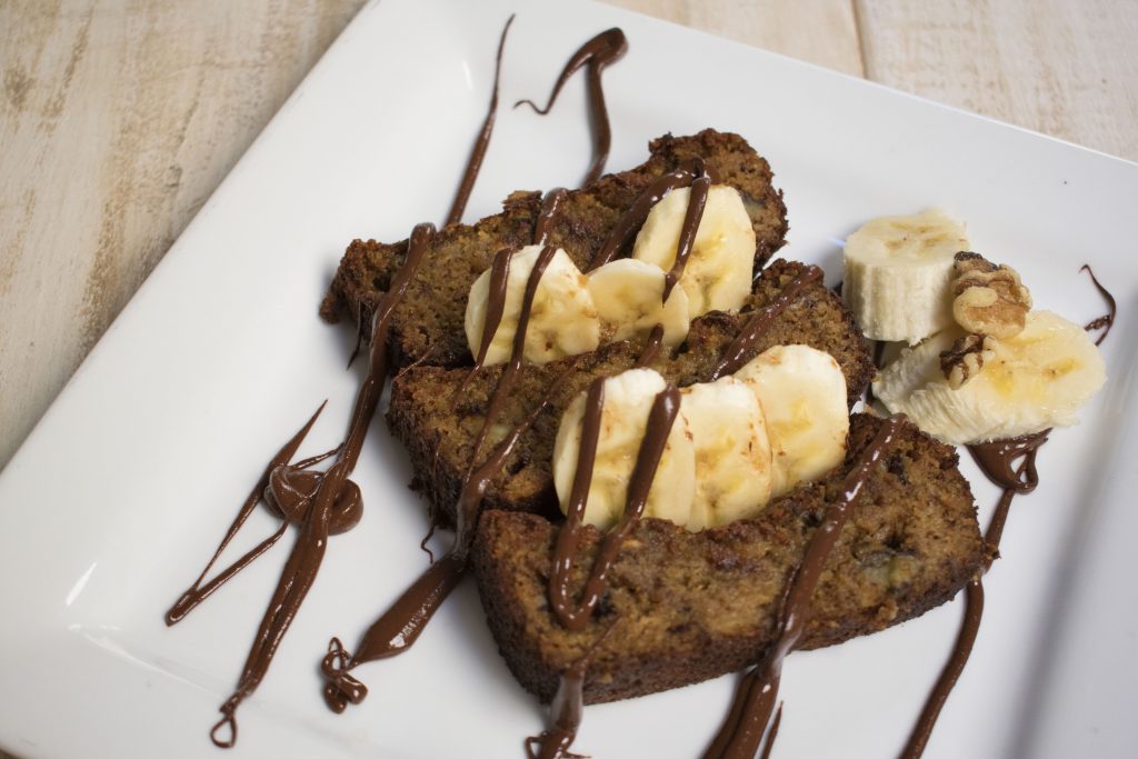 Paleo Banana Bread with Fudge Drizzle