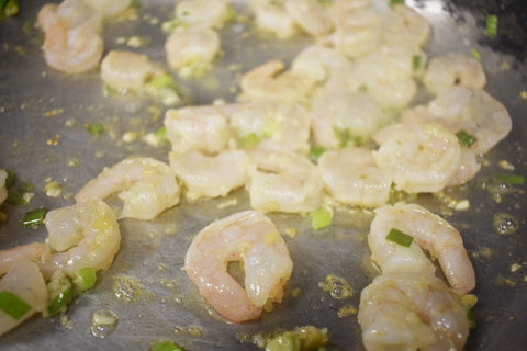 cook the shrimp until they just start to turn pink and curl up