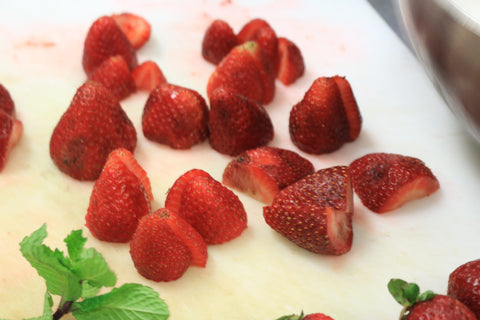 Slice strawberries