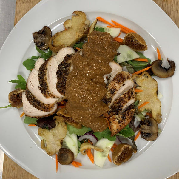 AIP Paleo Powder Seasoned Chicken on Mixed Greens Salad
