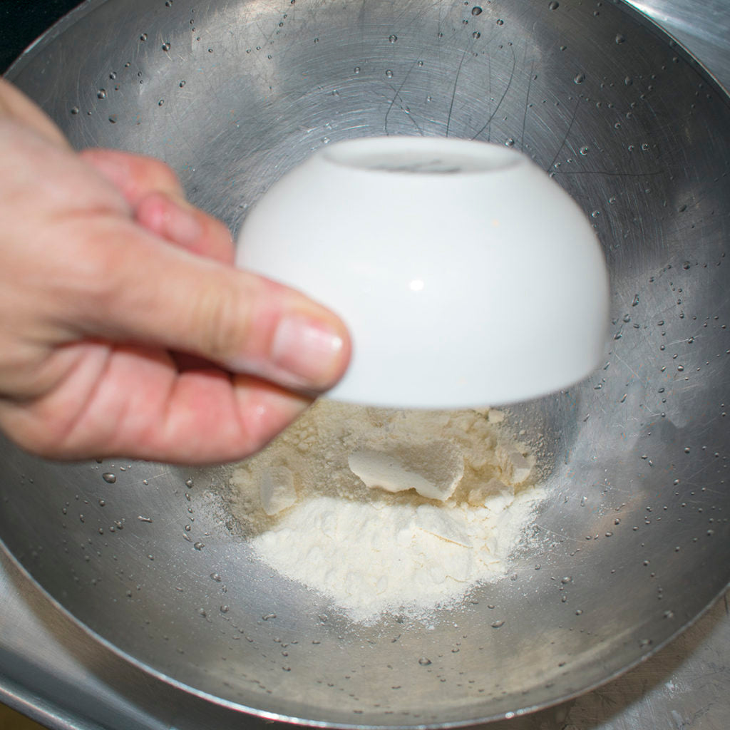 In a mixing bowl, combine cassava flour, coconut flour, tapioca starch and salt.