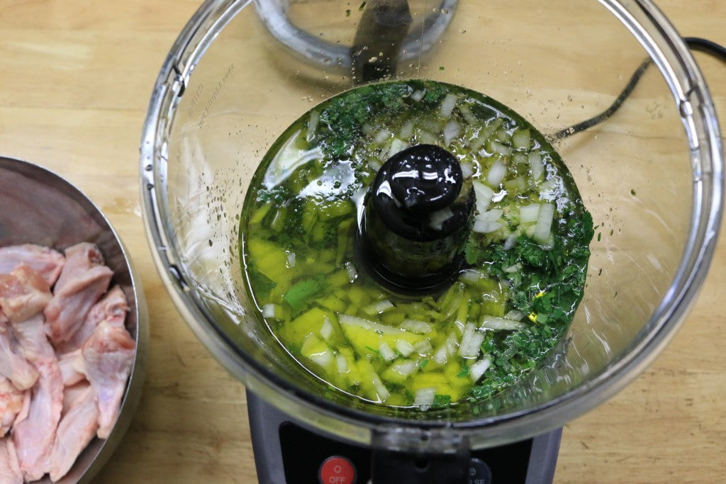 Puree all of the marinade ingredients