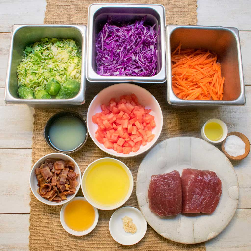 ingredients Seared Ahi Tuna over Brussels Sprouts Salad