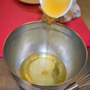 In a smaller bowl, whisk horseradish, honey, and lemon juice