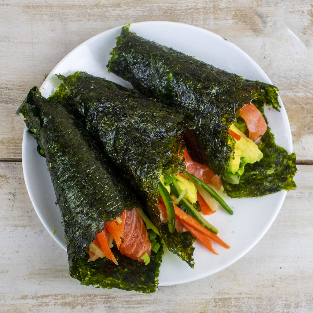 Paleo AIP Seasnax Salmon Hand Rolls
