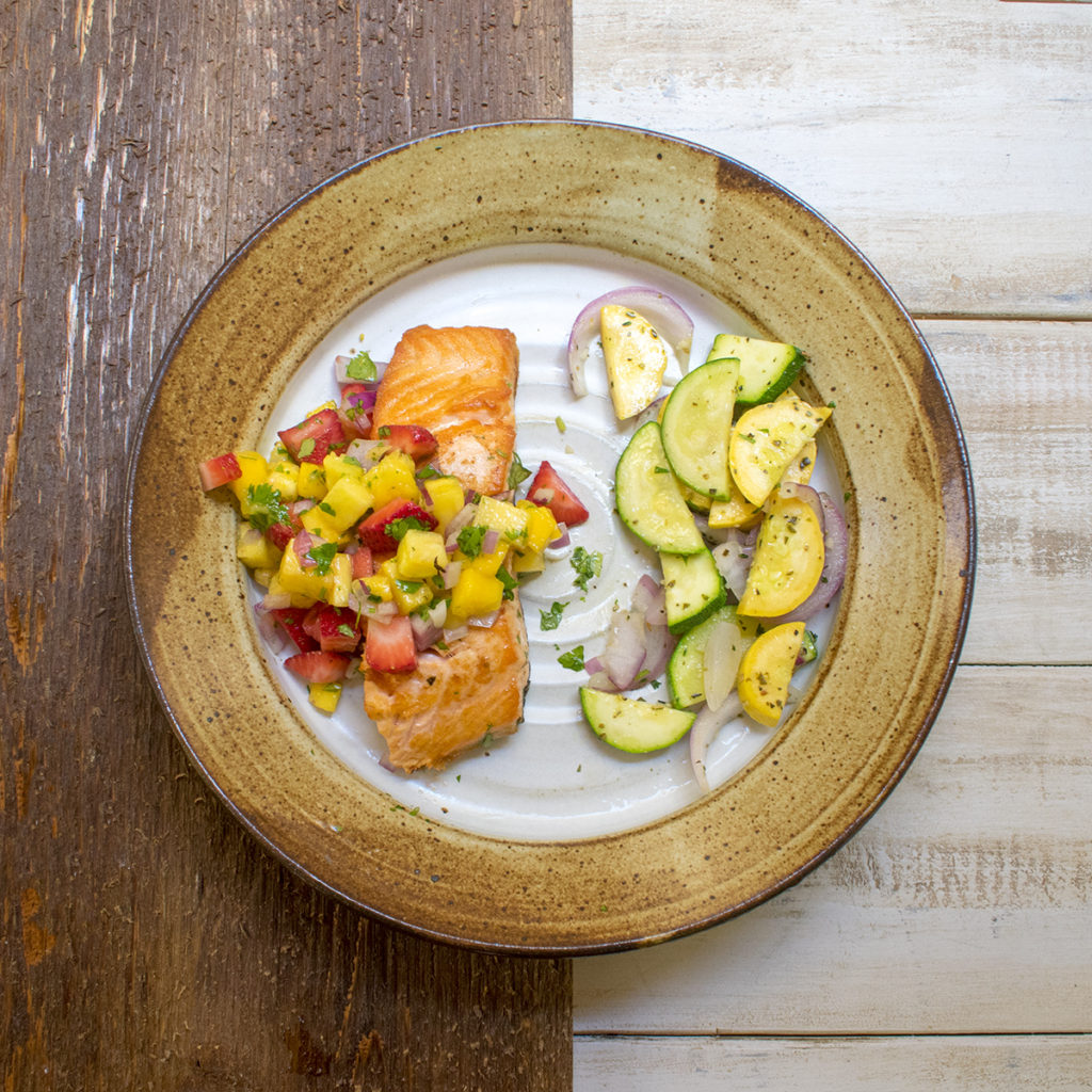 AIP Skillet Seared Salmon with Caribbean Mango Pineapple Salsa
