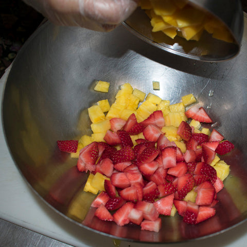 add fruits and veggies in bowl