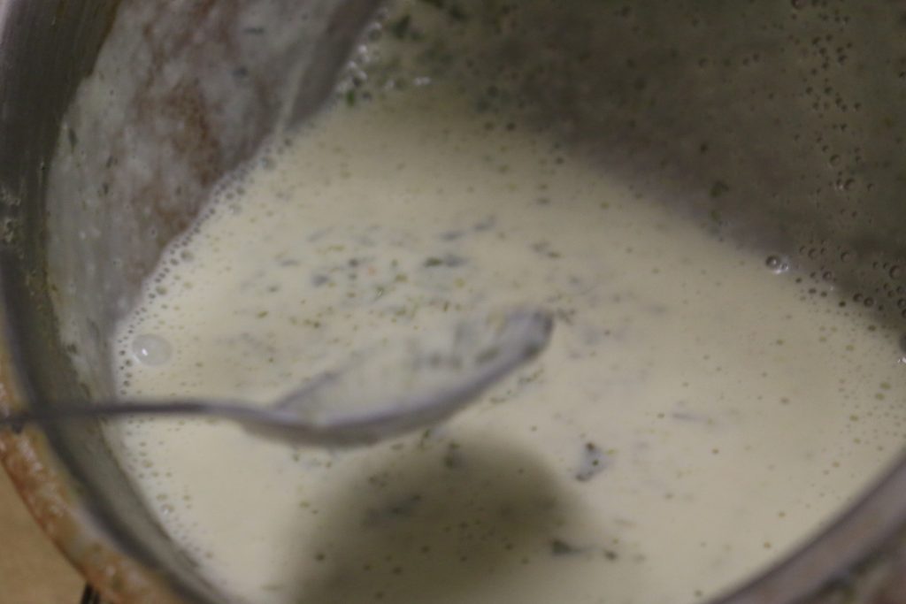 put all pesto ingredients in a small saucepan and simmer