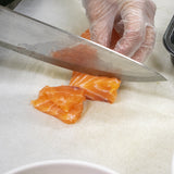 Slice the salmon into paper thin slices