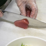 Slice the tuna into paper thin slices
