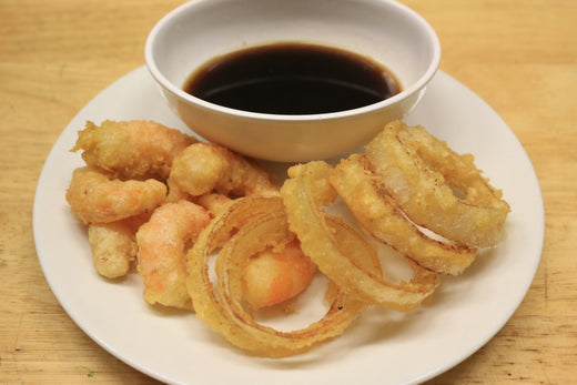 Tempura Onion Rings and Shrimp Paleo