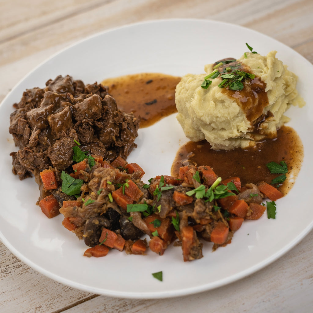 full shot of beef bourguignon