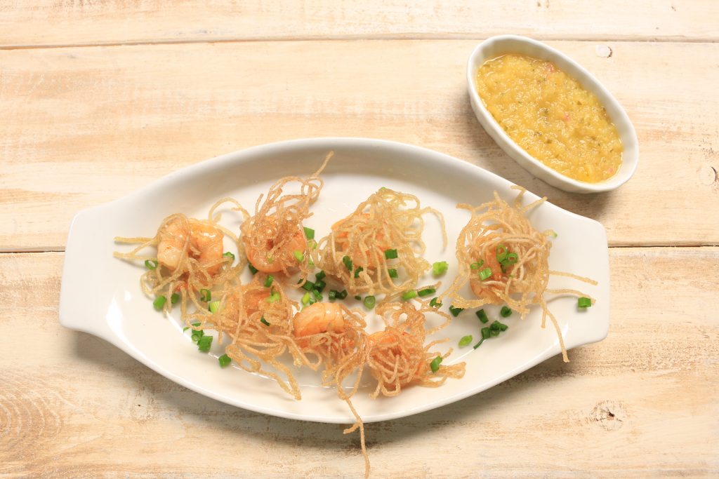 Vermicelli Wrapped Shrimp with Tropical Dipping Sauce