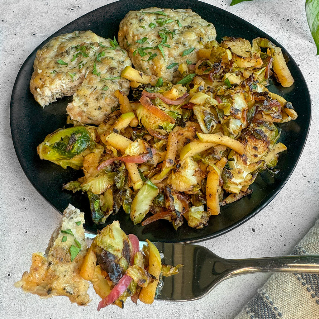 paleo chicken breakfast sausage brussels sprouts hash